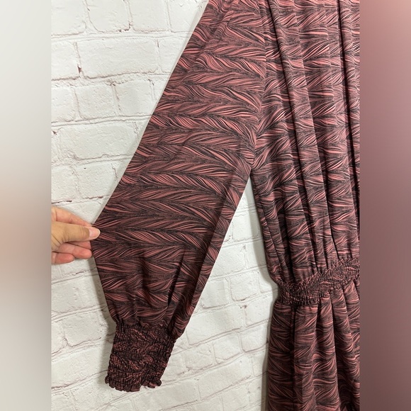 YAS Rush sheer long sleeve pleated drop waist tiered dress, sz XL, NWT $129 - Picture 3 of 8